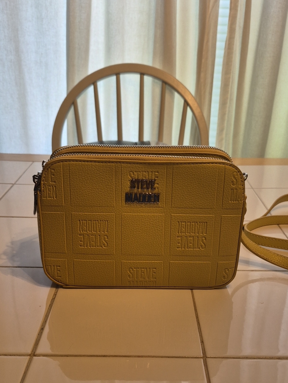 Steve Madden Yellow Embossed Logo Crossbody Bag Nwot